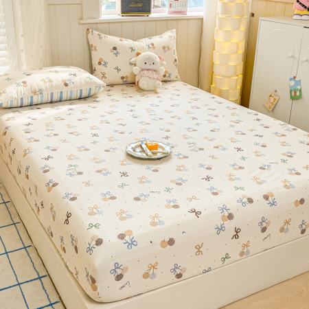 Husa Din Bumbac 100% Ranforce Cu Elastic Si Fete De Perna 160x200cm - Cirese Cu Fundite [2]