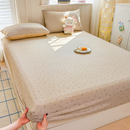 Husa Din Bumbac 100% Ranforce Cu Elastic Si Fete De Perna 160x200cm - Cirese Si Patratele [12]