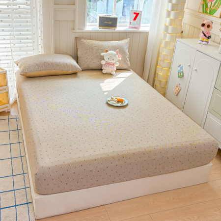 Husa Din Bumbac 100% Ranforce Cu Elastic Si Fete De Perna 160x200cm - Cirese Si Patratele [3]