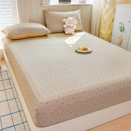 Husa Din Bumbac 100% Ranforce Cu Elastic Si Fete De Perna 160x200cm - Cirese Si Patratele [8]