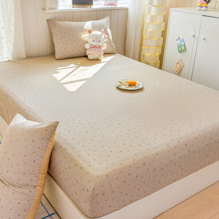 Husa Din Bumbac 100% Ranforce Cu Elastic Si Fete De Perna 160x200cm - Cirese Si Patratele [1]