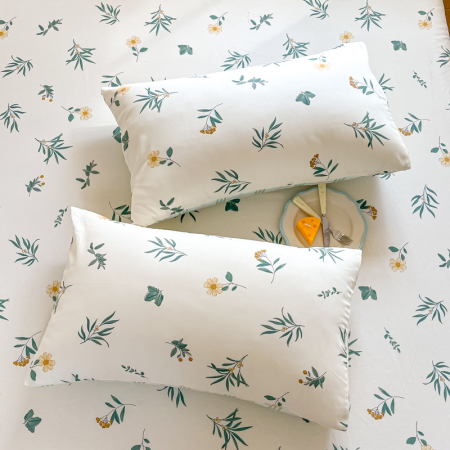 Husa Din Bumbac 100% Ranforce Cu Elastic Si Fete De Perna 160x200cm - Flori Si Frunze [6]