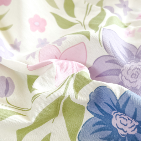 Husa Din Bumbac 100% Ranforce Cu Elastic Si Fete De Perna 160x200cm - Gradina Cu Flori Lila [3]