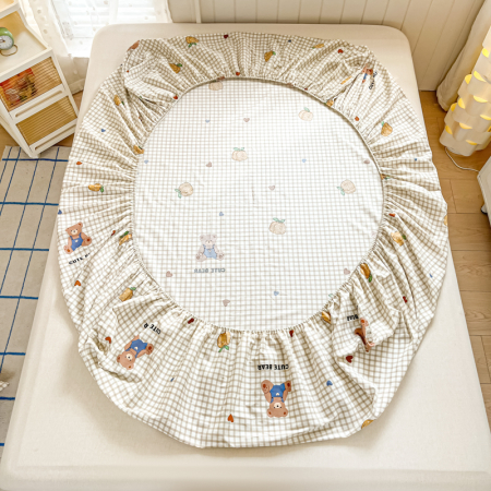 Husa Din Bumbac 100% Ranforce Cu Elastic Si Fete De Perna 160x200cm - Ursuleti Draguti Si Dovleci [5]