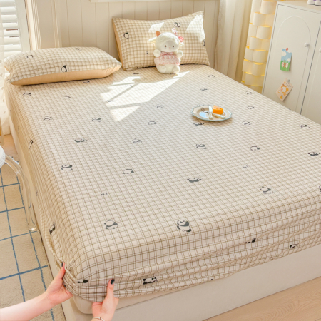 Husa Din Bumbac 100% Ranforce Cu Elastic Si Fete De Perna 160x200cm - Ursuleti Panda [12]