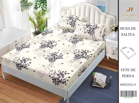 Huse De Pat BS 160x200cm - Husa Din Bumbac Satinat Cu Elastic Si Fete De Perna 160X200cm - Buchetele De Flori