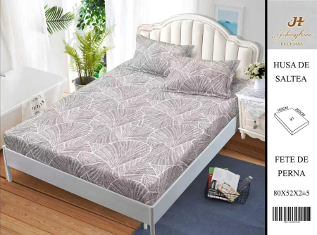 Huse De Pat BS 160x200cm - Husa Din Bumbac Satinat Cu Elastic Si Fete De Perna 160X200cm - Imprimeu Abstract