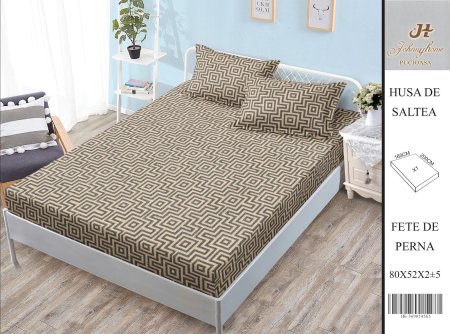 Huse De Pat BS 160x200cm - Husa Din Bumbac Satinat Cu Elastic Si Fete De Perna 160X200cm - Labirint