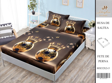 Huse De Pat BS 160x200cm - Husa Din Bumbac Satinat Cu Elastic Si Fete De Perna 160X200cm - Mingea De Aur