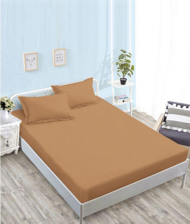 Huse De Pat Damasc - Husa Din Bumbac Satinat Tip Damasc 160x200cm - Bej Inchis