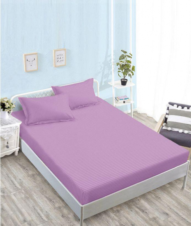 HUSE DE PAT CU ELASTIC - Husa Din Bumbac Satinat Tip Damasc 160x200cm - Lila