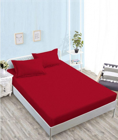 HUSE DE PAT CU ELASTIC - Husa Din Bumbac Satinat Tip Damasc 160x200cm - Rosu