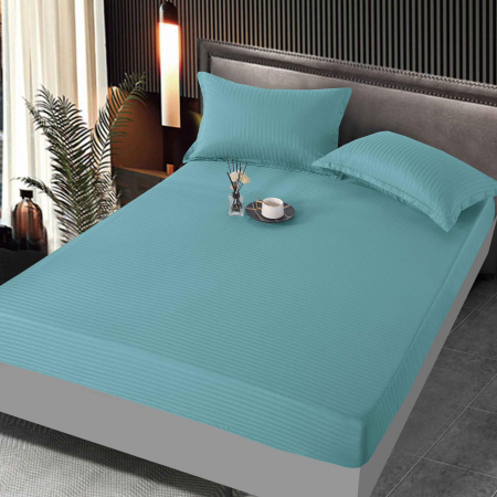 HUSE DE PAT CU ELASTIC - Husa Din Bumbac Satinat Tip Damasc 160x200cm - Verde Minty