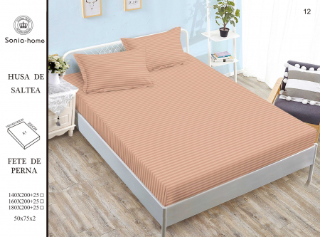 HUSE DE PAT CU ELASTIC - Husa Din Bumbac Tip Damasc 180x200cm - Orange Somon
