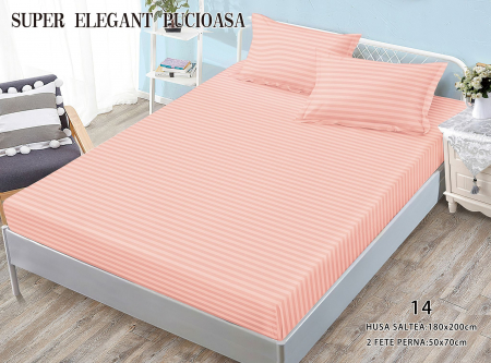 HUSE DE PAT CU ELASTIC - Husa Din Bumbac Tip Damasc 180x200cm - Roz Deschis