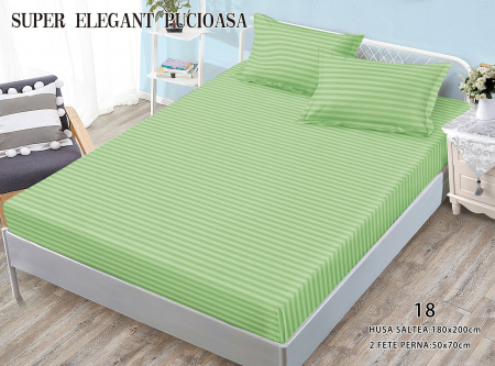HUSE DE PAT CU ELASTIC - Husa Din Bumbac Tip Damasc 180x200cm - Verde Praz