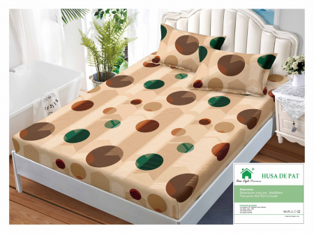 HUSE DE PAT CU ELASTIC - Husa Din Bumbac Tip Finet 90x200cm - Buline