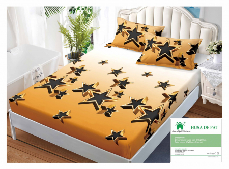 HUSE DE PAT CU ELASTIC - Husa Din Bumbac Tip Finet 90x200cm - Ca Un Star