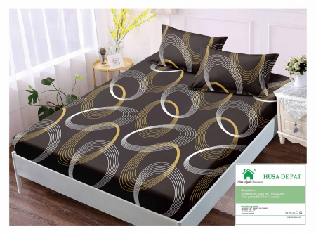 HUSE DE PAT CU ELASTIC - Husa Din Bumbac Tip Finet 90x200cm - Cercuri