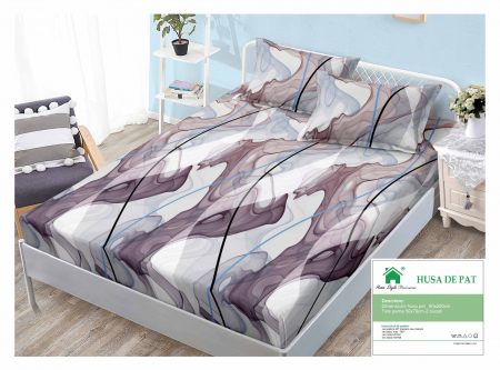 HUSE DE PAT CU ELASTIC - Husa Din Bumbac Tip Finet 90x200cm - Fluid