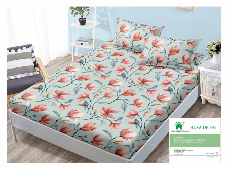 HUSE DE PAT CU ELASTIC - Husa Din Bumbac Tip Finet 90x200cm - Magnolie Roz