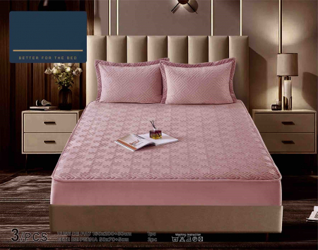 HUSE DE PAT CU ELASTIC - Husa Din Catifea Tip Topper 160x200cm - Roz