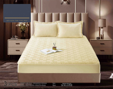 HUSE DE PAT CU ELASTIC - Husa Din Catifea Tip Topper 160x200cm - Crem