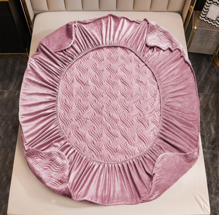 Husa Din Catifea Tip Topper 180x200cm - Roz Pudra [3]