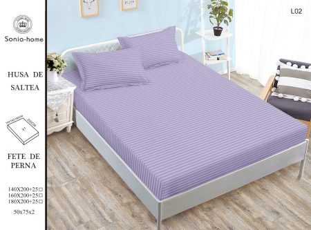 HUSE DE PAT CU ELASTIC - Husa Din Damasc Satinat 140x200cm - Lila