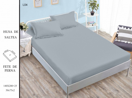 Huse De Pat Damasc - 140x200cm - Husa Din Damasc Satinat 140x200cm - Gri Clasic