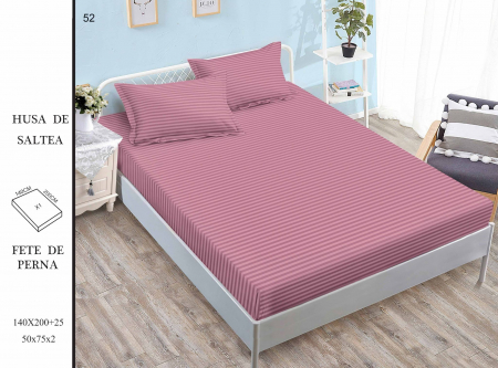 HUSE DE PAT CU ELASTIC - Husa Din Damasc Satinat 140x200cm - Roz