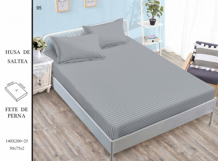 Huse De Pat Damasc - 140x200cm - Husa Din Damasc Satinat 140x200cm - Gri