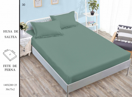 Huse De Pat Damasc - 140x200cm - Husa Din Damasc Satinat 140x200cm - Verde Celadon