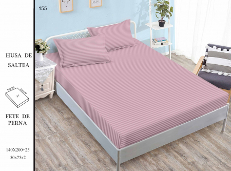 HUSE DE PAT CU ELASTIC - Husa Din Damasc Satinat 140x200cm - Roz Deschis