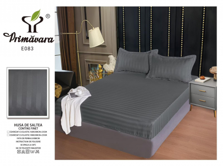HUSE DE PAT CU ELASTIC - Husa Din Damasc Satinat 160x200cm - Gri Cenusiu