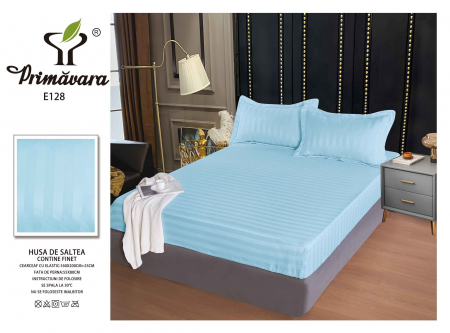 HUSE DE PAT CU ELASTIC - Husa Din Damasc Satinat 160x200cm - Albastru Deschis