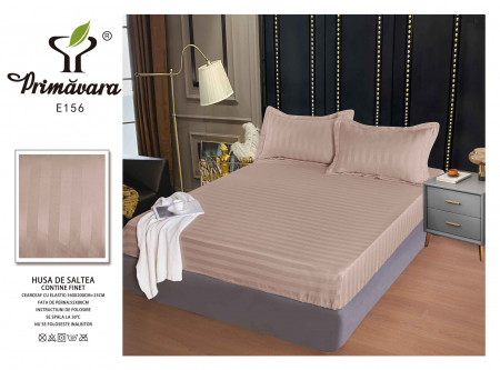 HUSE DE PAT CU ELASTIC - Husa Din Damasc Satinat 160x200cm - Bej Capuccino