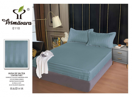 HUSE DE PAT CU ELASTIC - Husa Din Damasc Satinat 160x200cm - Bleu