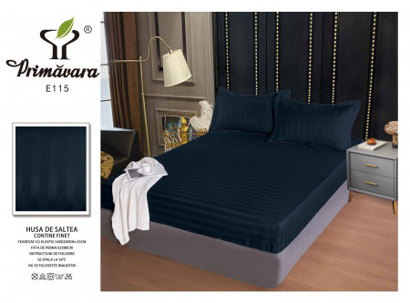 HUSE DE PAT CU ELASTIC - Husa Din Damasc Satinat 160x200cm - Bleumarin