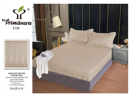 HUSE DE PAT CU ELASTIC - Husa Din Damasc Satinat 160x200cm - Crem