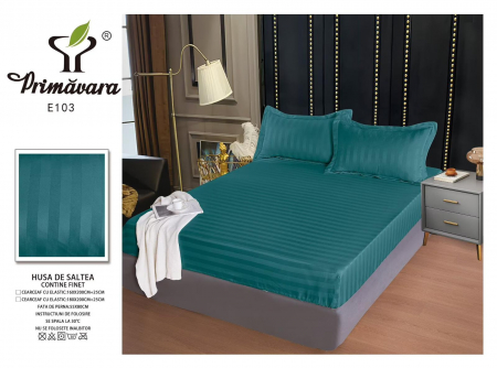 HUSE DE PAT CU ELASTIC - Husa Din Damasc Satinat 160x200cm - Verde
