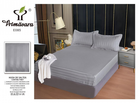 HUSE DE PAT CU ELASTIC - Husa Din Damasc Satinat 160x200cm - Gri