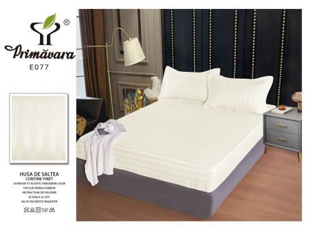 HUSE DE PAT CU ELASTIC - Husa Din Damasc Satinat 160x200cm - Ivory