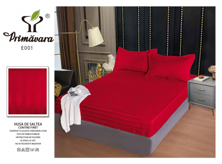 HUSE DE PAT CU ELASTIC - Husa Din Damasc Satinat 160x200cm - Rosu