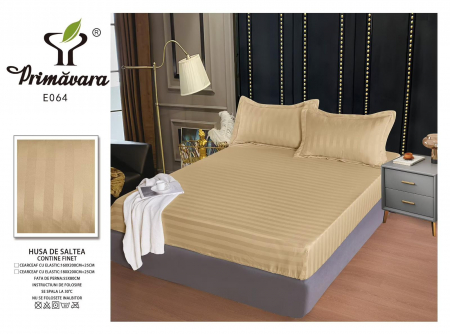 HUSE DE PAT CU ELASTIC - Husa Din Damasc Satinat 160x200cm - Bej Gold