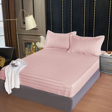 Husa Din Damasc Satinat 160x200cm - Roz Pudra Huse De Pat Damasc - 160x200cm - Husa Din Damasc Satinat 160x200cm - Roz Pudra