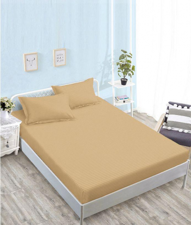 HUSE DE PAT CU ELASTIC - Husa Din Damasc Satinat 180x200cm - Bej Deschis