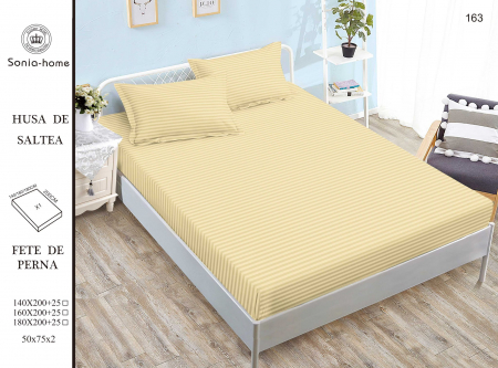 HUSE DE PAT CU ELASTIC - Husa Din Damasc Satinat 180x200cm - Crem