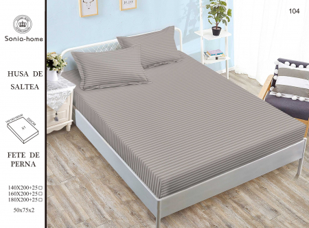 HUSE DE PAT CU ELASTIC - Husa Din Damasc Satinat 180x200cm - Gri