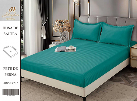 HUSE DE PAT CU ELASTIC - Husa Din Damasc Satinat 180x200cm - Verde